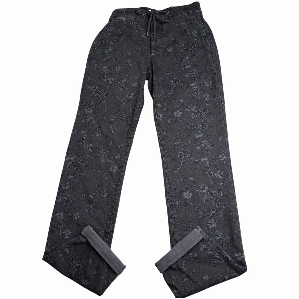 PAIGE Fraser Pants Mens 28x31 Charcoal Floral Print Cuffed Jogger Trouser